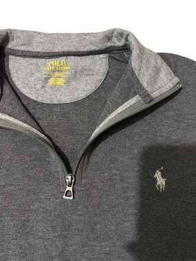 Polo Ralph Lauren Mens Estate-Rib Quarter-Zip Pullover Charcoal Gray Size M